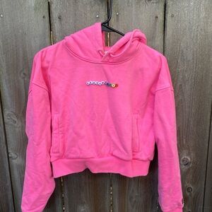 Teddy Fresh Friendship Bracelet Spellout Cropped Hoodie‎ – Hot Pink Small